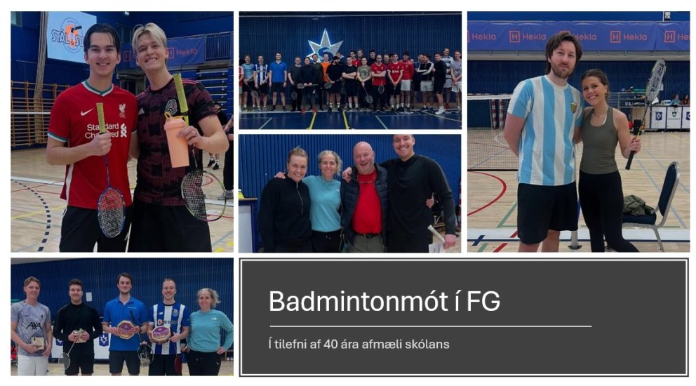 Svipmyndir frá afmælis-badmintonmóti FG.