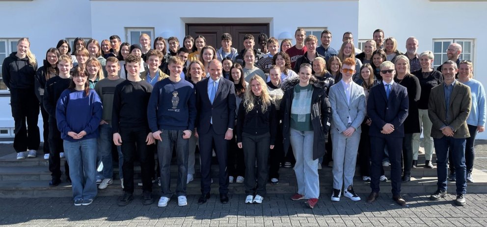 Hópur Erasmus-nema með forseta lýðveldisins þann 26.apríl síðasliðinn á Bessastöðum
