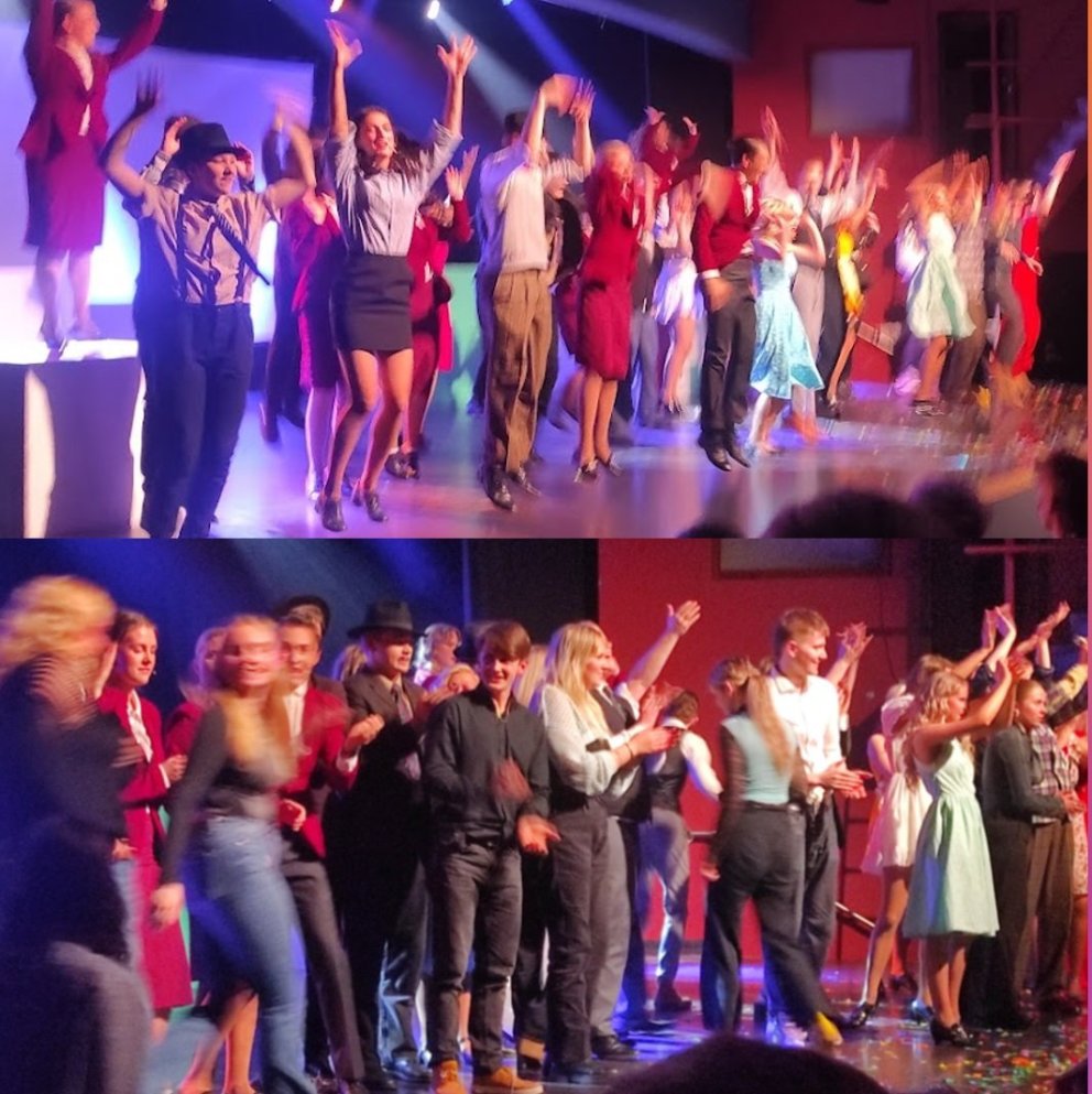 Þð var hoppandi stuð á nemendasýningu á Gæjum og Píum.