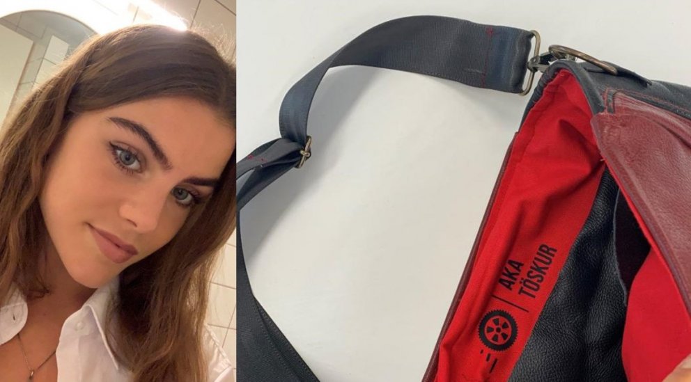 Hulda hannaði tösku úr endurunnum efnum