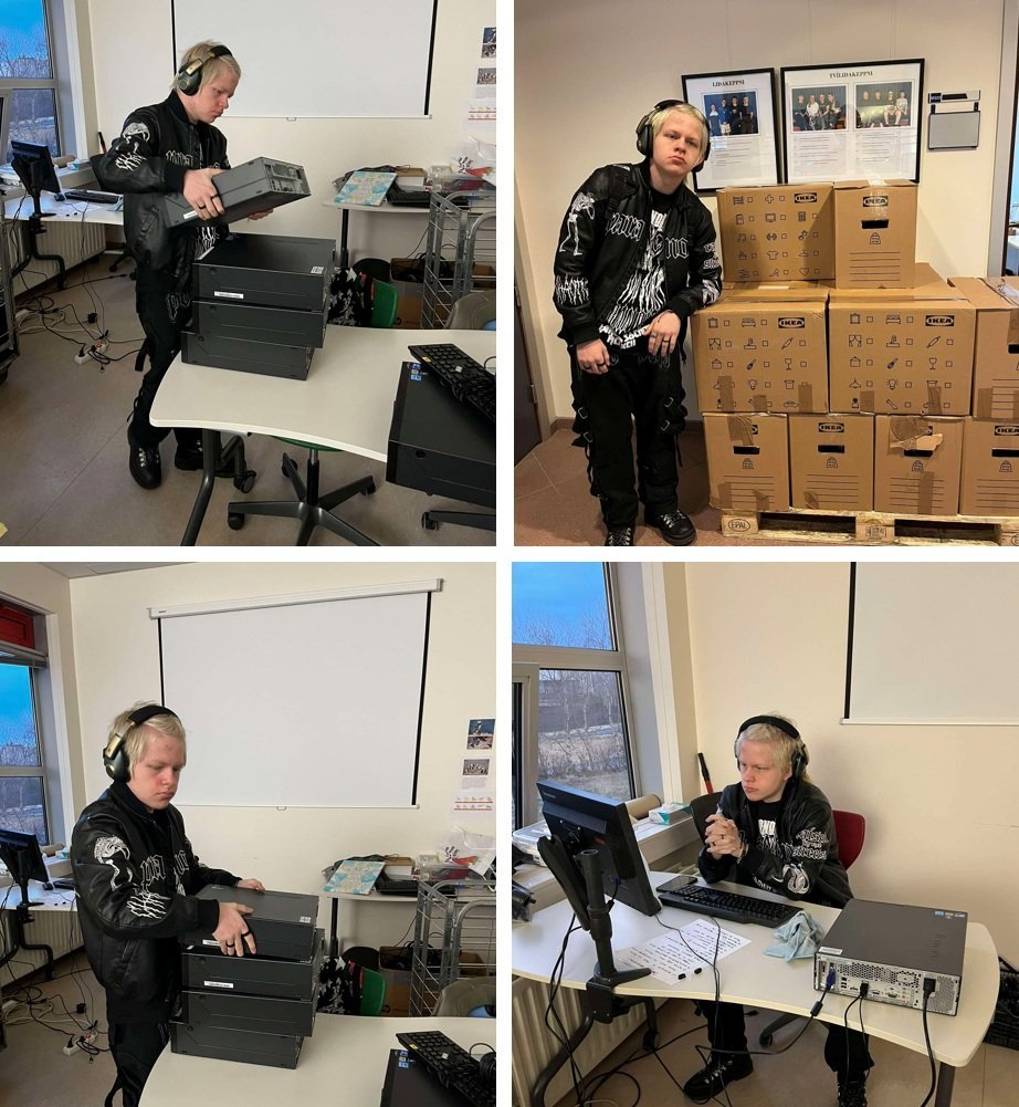 Jafet Egill að græja tölvur til Afríku