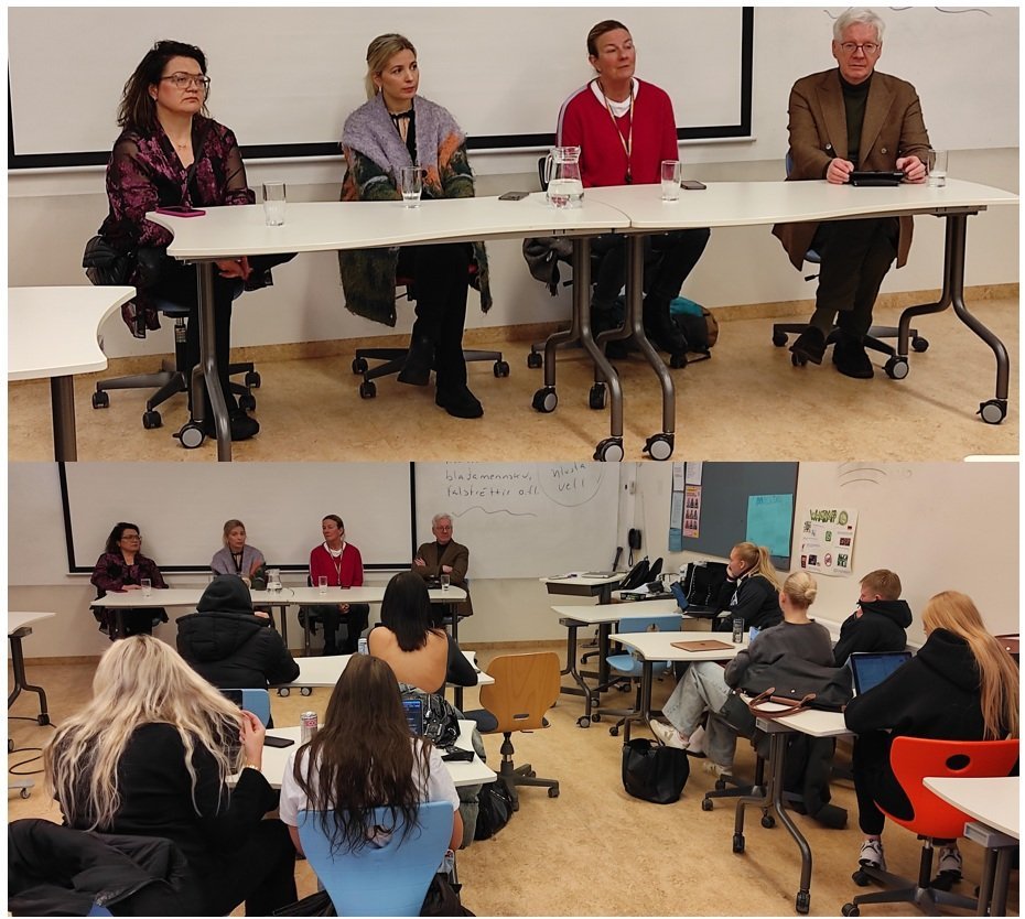 Erla, Sunna, Guðrún og Bogi  á málstofunni, sem og nemendur.