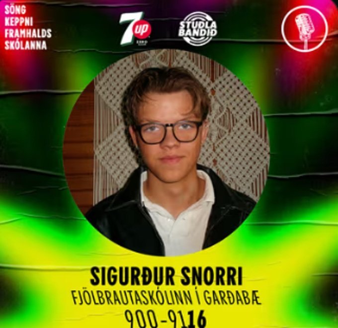 Sigurður Snorri er fulltrúi FG í Söngkeppni framhaldsskólanna á laugardaginn.