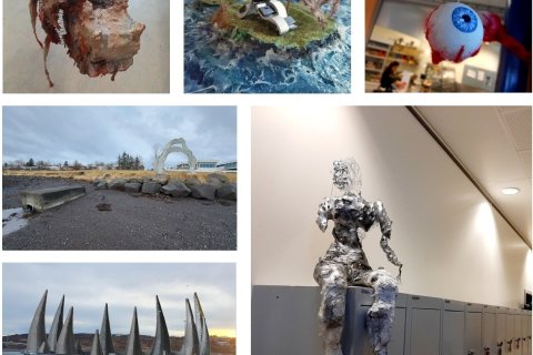 Hjá Sari er margt skemmtilegt brallað í myndlistinni.