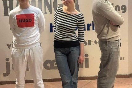 Lið FG í Gettu betur: Árni, Katla og Hörður.