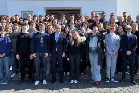 Hópur Erasmus-nema með forseta lýðveldisins þann 26.apríl síðasliðinn á Bessastöðum