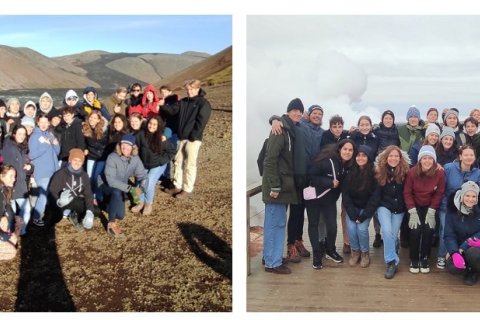 Hollensku nemarnir skoðuðu meðal annars nýrunnið hraun á Reykjanesskaga og Gunnuhver.