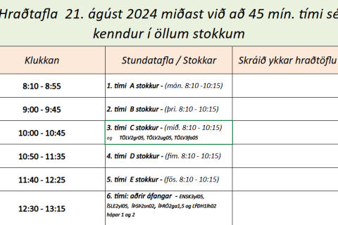 Hraðtafla haustannar 2024