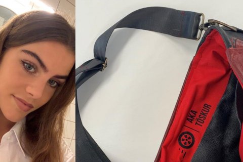 Hulda hannaði tösku úr endurunnum efnum